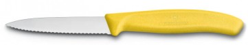 Zöldségkés,hegyes,recés,sárga