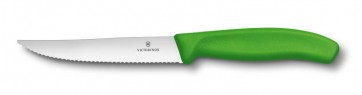 Kés, pizzavágó, zöld, recés, 23 cm