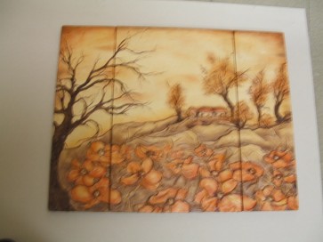 Bõrké,pipacsos táj -70x60 cm- 3 darabból áll
