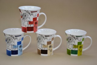 Bögre virágos 3,2 dl patchwork porcelán