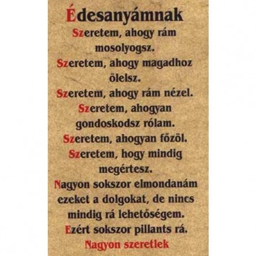 Papírtekercs/ Édesanyámnak