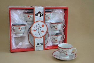 Kávés garnitúra (6szem) porcelán 8cl red-tulip