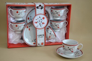 Teás garnitúra (6szem) porcelán 16cl red-tulip