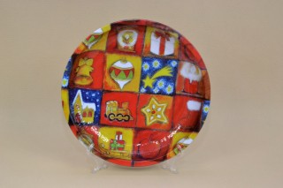Fém mély tálca, kerek átm:25,4cm karácsonyi díszek