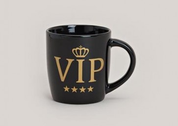 Bögre VIP mintával porcelán 10cm fekete