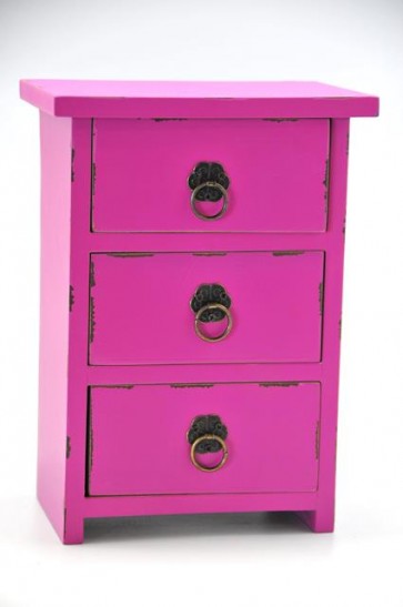 Komód 3 fiókkal fa 20x13x10cm pink