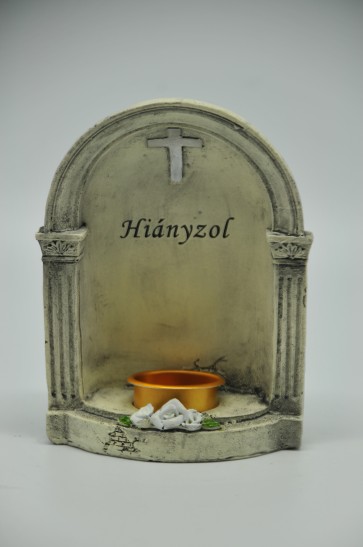 Kegyeleti tárgy poly 10x12x3cm fehér, fekete, szürke-arany SSS