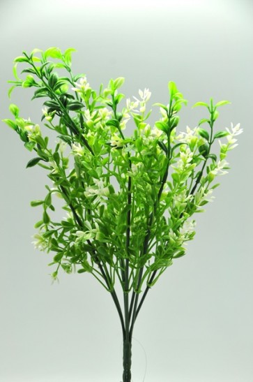 Selyemvirág Rezgõcsokor ág mûnyag fehér zöld