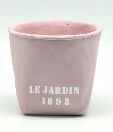 Kaspó cement 14x14x12,5cm rózsaszín-fehér