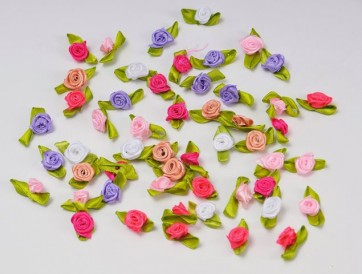 Selyemvirág Mini rózsa textil színes 6 féle S/54