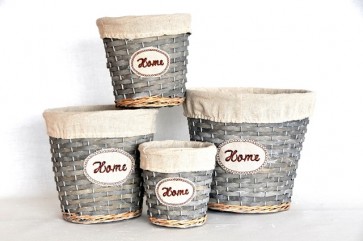 Kaspó kerek fonott 20&17&14&22cm szürke S/4
