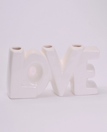 Váza kerámia LOVE 19x5,3x9,5cm fehér