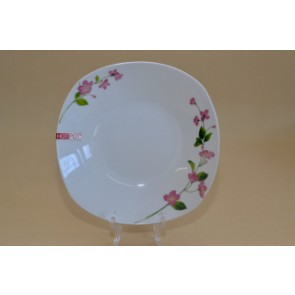 Porcelán szögl. mélytányér 23cm como