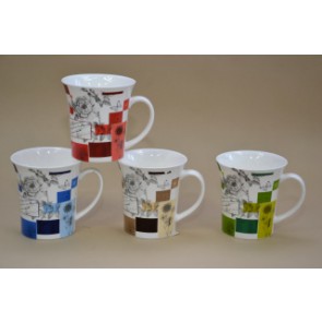 Bögre virágos 3,2 dl patchwork porcelán