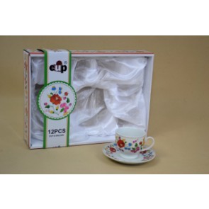 Kávés garnitúra (6szem) porcelán 8cl népi mintás