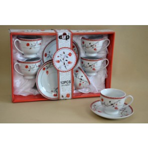 Teás garnitúra (6szem) porcelán 16cl red-tulip