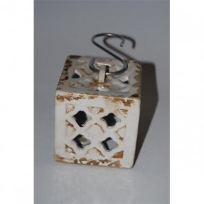 Lámpás négyzet alakú török motívummal akasztós kerámia 10x8,5x8,5cm fehér