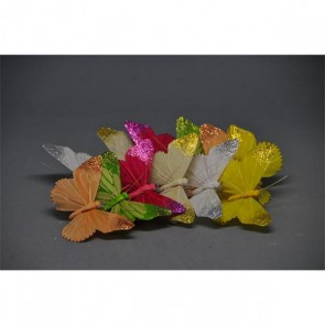 Pillangó glitteres csipeszes toll 8,5cm fehér-krém-pink-zöld-barack-sárga S/12 SSS
