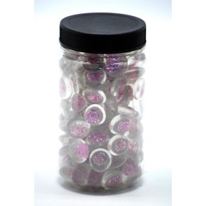Nugát glitteres üveg 17-19mm áttetszõ-rózsaszín