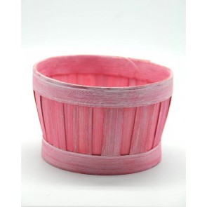 Kosár bambusz belül bélelt 15x9-5cm mosott rózsaszín SSS