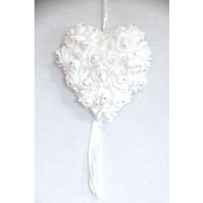Szív kompozíció virágokkal mûanyag fehér SSS