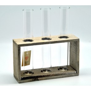 Tároló üvegvázával 3 részes fa 19,6x16,5x19,6cm szürke