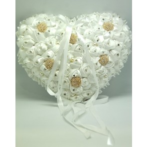 Szív virággal-gyönggyel mûanyag 42cm fehér