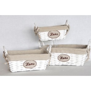 Kosár lapos füles fonott 30&25&20cm fehér S/3