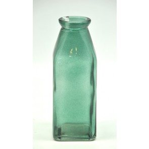 Üveg váza egyszálas 6x6x16cm türkiz