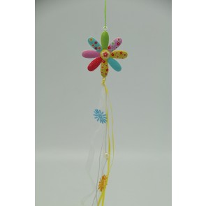 Virág akasztós fém 6,5x50cm színes @