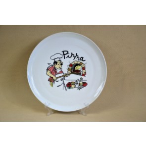 Pizzatányér, porcelán, szakács dekor 31 cm