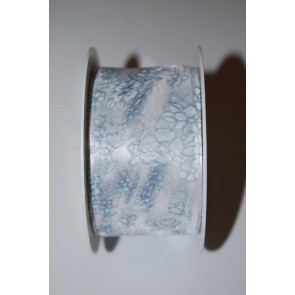 Szalag Campanula virágos textil 40mmx10m kék-fehér  SSS