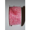 Szalag Campanula virágos textil 40mmx10m rózsaszín-fehér  SSS